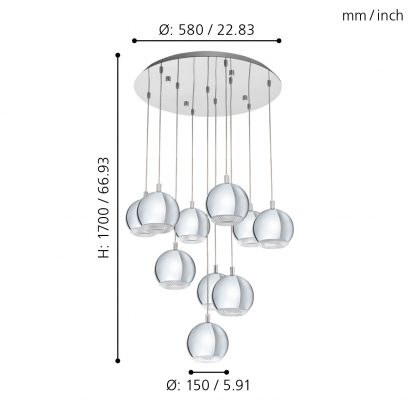 EGLO โคมไฟห้อยเพดาน LED CONESSA 95914 - Image 2